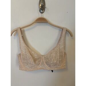 Victorias Secret Balconet Bra Luxe Lingerie Unlined Sheer Zebra Beige 36D